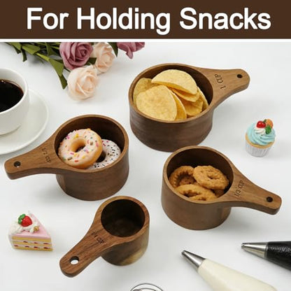 Acacia Wooden Measuring Cups Set of 4, 4 Sizes