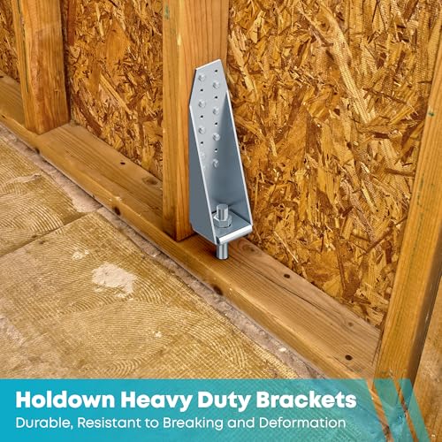 6 Pcs Steel Holdown Shearwall Attachment, Heavy Duty Tension Galvanized Deck Tie Bolted Holdown with Hot Dipped for Fixing Anchor,11-Gauge 3mm, Silver (6 Pcs) - color: 6 Pcs