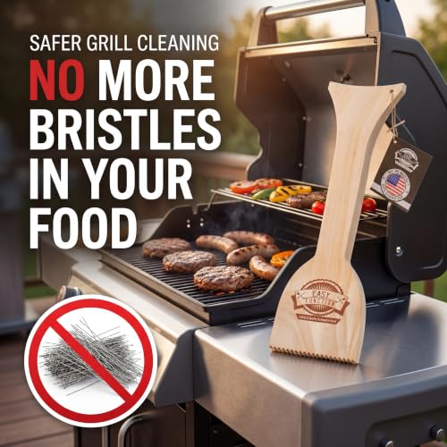 Wood Grill Scraper - Safe, Bristle-Free BBQ Cleaner