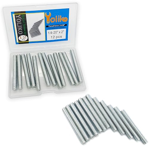 12pcs Silver Zinc Fully All Threaded Rod Carbon Steel Long Thread Screw 1/4x2 for Furniture Garden Railing Mounting Assembly Fastening Steel Frame Connection Full Thread Rod for Furniture - size: Silver-Zinc 1/4x2 Inch-12P