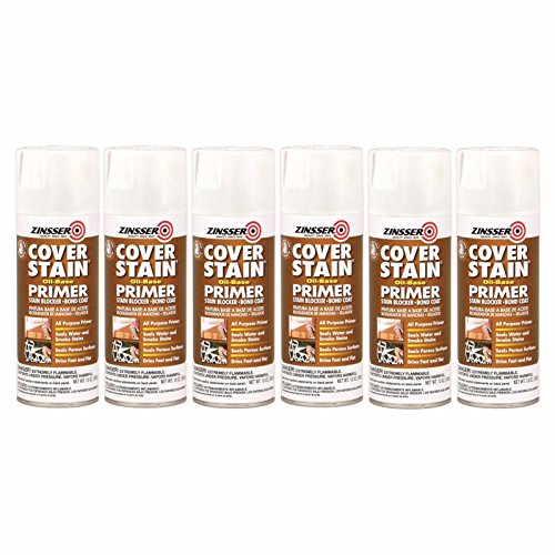 Flat White Cover Stain Oil-Base Primer Sealer Spray [Set of 6]