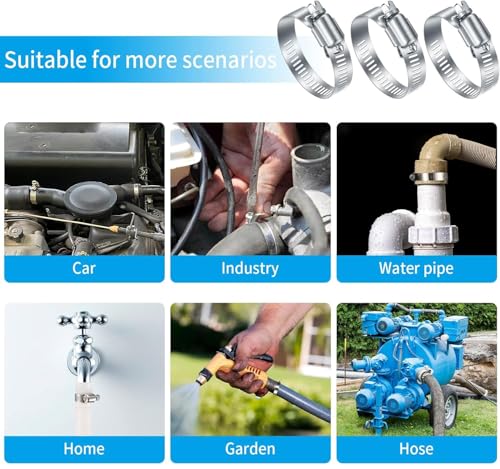 40 Pcs Hose Clamps Stainless Steel, 6-51mm Adjustable Worm Gear Pipe Clamps - size: 40 pcs (1/4'' - 2'')