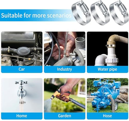 40 Pcs Hose Clamps Stainless Steel, 6-51mm Adjustable Worm Gear Pipe Clamps - size: 40 pcs (1/4'' - 2'')