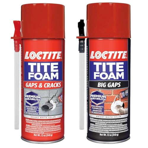 Bundle of Loctite Tite Foam Gaps & Cracks White Insulating Foam Sealant 12 fl oz, 1 Can + Loctite 2378565 Tite Foam Big Gaps Insulating Foam Sealant, 12 oz, White - size: Gaps & Cracks (1 Pack) + Big Gaps (1 Pack)
