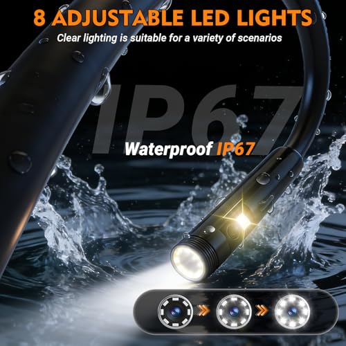 Dual Lens Endoscope Camera with Light, 1080P Borescope