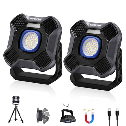WORKPRO Magnetic Work Light, 4000mAh Rechargeable LED Work Lights, 2000LM