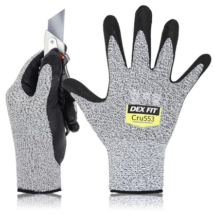 DEX FIT Level 5 Cut Resistant Gloves Cru553, 3D-Comfort Fit, Firm Grip, Thin & Lightweight, Touch-Screen Compatible, Durable, Breathable & Cool, Machine Washable; Grey XL (10) 1 Pair - color: Grey, size: X-Large