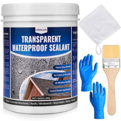 42OZ Transparent Waterproof Coating with Brush Invisible Waterproof Sealant