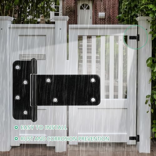 4 Pack 5 in T-Strap Heavy Duty Gate Hinges 260 Lbs Capacity,Black - color: Black, size: 5 in -4 pcs