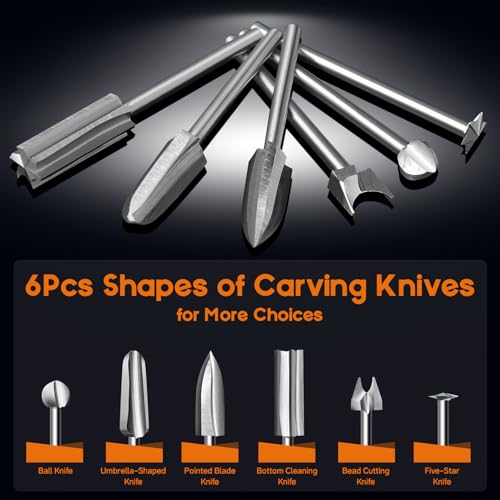 Wood Carving Drill Bits Set Compatible with Rotary Tool Different Shapes of Engraving Bits Meeting Woodworking DIY Carving, Drilling Hole, Grinding, Micro Sculpture (FO-3Pcs-FSK) - style: FO-3Pcs-FSK