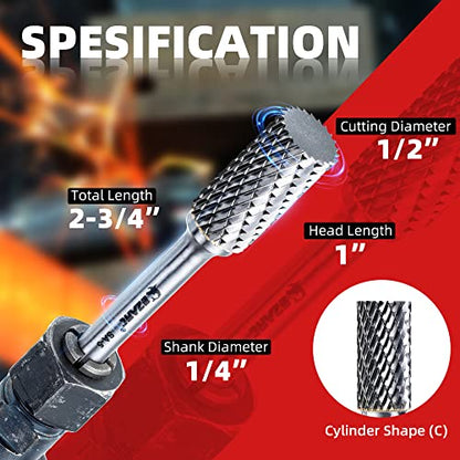 EZARC Tungsten Carbide Rotary Burr Bit, SA-5 Double Cut, 1/4-Inch Shank - style: SA-5