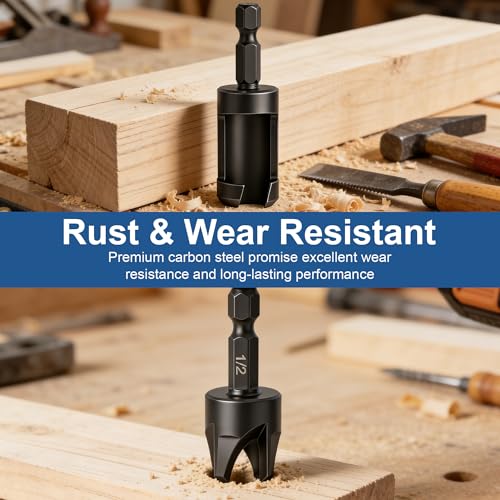 8 Pcs Wood Plug Cutter Set Carbon Steel Straight Tapered