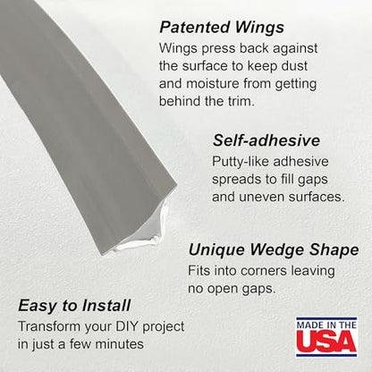 InstaTrim Flexible, Self-Adhesive Caulk Strip Sealant, 3/4" x 10', Gray - color: Gray, size: 3/4 in x 10 ft