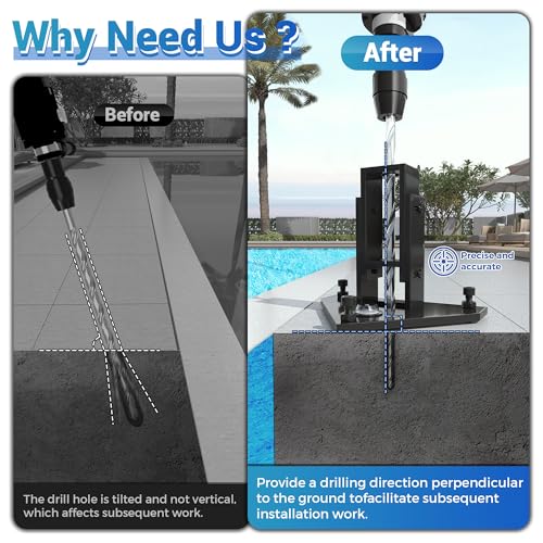 Pool Fence Drill Guide with Adjustable Angle & Built-in Bubble Level - Reinforced Stability for Concrete Drilling, Universal Application for Pool Fences & More
