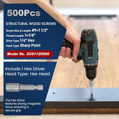 Mech.Galv.#9 x 1-1/2" Joist Hanger Screws-500 Qty,SD Connector Screws - color: Galvanized, size: #9 1-1/2''