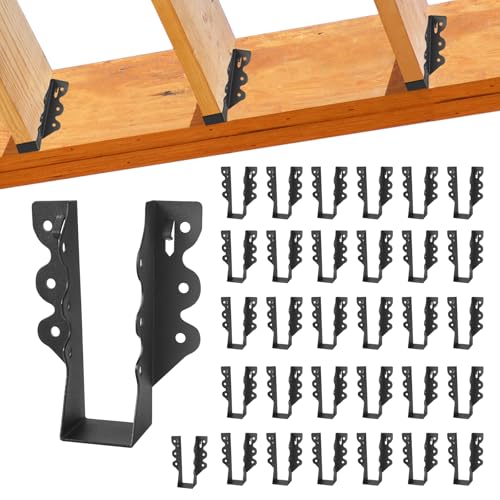 32 Pcs 2"x 6" Joist Hanger,Q235B Steel Face Mount Joist Hangers,Black Powder Coated Hurricane Ties for Rafter, Rafter Brackets for Floor, Deck and Ceiling Joists - size: 32 Pcs, style: 2"x 6"