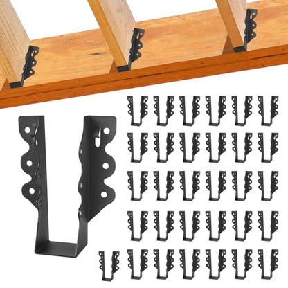 32 Pcs 2"x 6" Joist Hanger,Q235B Steel Face Mount Joist Hangers,Black Powder Coated Hurricane Ties for Rafter, Rafter Brackets for Floor, Deck and Ceiling Joists - size: 32 Pcs, style: 2"x 6"