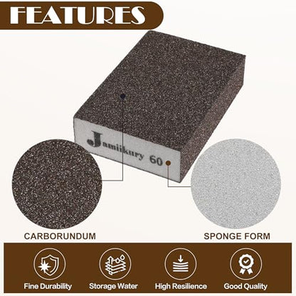 8pcs Sanding Blocks Assortment Kit, Sponge Sand Block Washable and Reusable, Wet & Dry Sandpaper Block - 36/60/80/150 Grit x 1pcs, 120/220 Grit x 2pcs - size: 36/60/80/120/150/220 Grits
