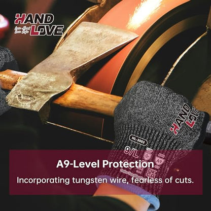 HandLove Cut Resistant Gloves – ANSI A7 Cut Proof Safety Work Gloves | Sandy Nitrile Anti-Slip, Touchscreen, Durable, PFAS Free | Wood Carving, Gardening, Glass Cutting, Car Repair – Blue,1Pair,M - color: Blue, size: Medium
