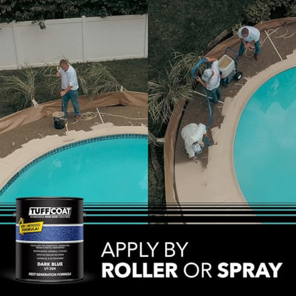 Tuff Coat Medium Texture Rubberized Non-Skid Deck Coating – Textured Non-Slip Safety Surface for Pool Decks, Docks, Boat Ramps, Patios, Walkways & High-Traffic Areas (UT-204 Dark Blue 1-gallon) - color: Dark Blue, size: 128 Fl Oz (Pack of 1)