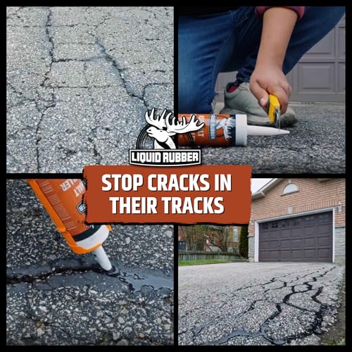 Liquid Rubber Self-Leveling Asphalt Driveway Crack Filler, 10oz, 4-Pack - style: 4 Pack