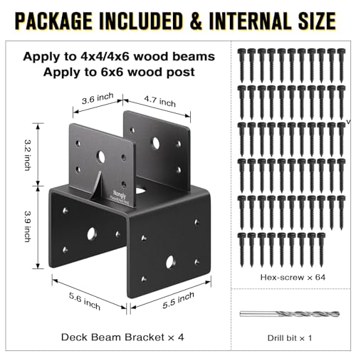 Post Anchor Connector Post Base Bracket for Supporting Wood Beams (4Pack, 6x6-4x6) - size: 6x6-4x6, style: 4Pack