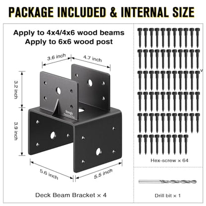 Post Anchor Connector Post Base Bracket for Supporting Wood Beams (4Pack, 6x6-4x6) - size: 6x6-4x6, style: 4Pack