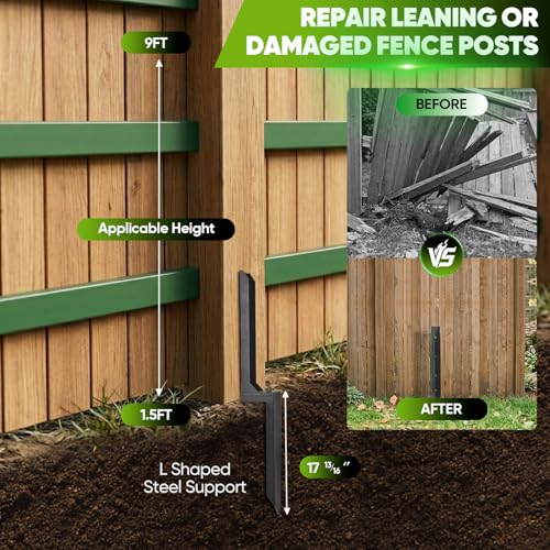Sakerplus Fence Post Repair Kit, No-Dig Spike for 4x4/6x6 Posts, 2-Pack