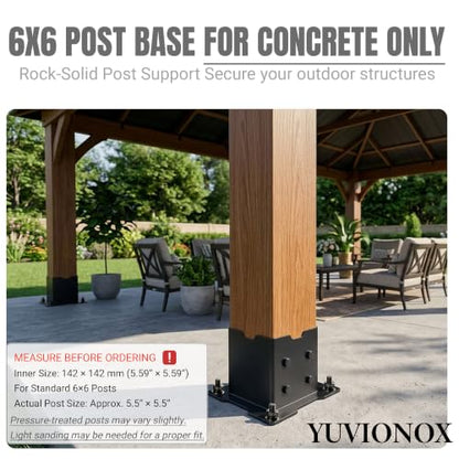 6x6 Post Base for Concrete, 2 Pack, 304 Stainless Steel - size: 6x6 for concrete floor only