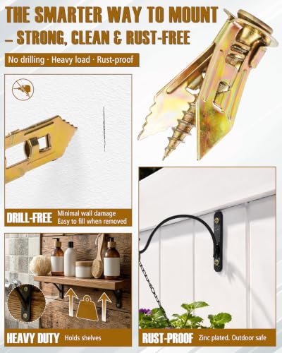 180pcs 4 Sizes Self Drilling Drywall Anchors with Screws Kit, Heavy Duty Zinc Alloy Hollow Wall Anchors, Sheetrock Plasterboard Anchors 0.47x1.18inch, No Drill Self Tapping Dry Wall Screw Anchor Set - size: 180Pcs 4 Size Kit