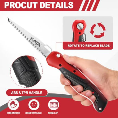 KATA 2-in-1 Folding Hand Saw with Interchangeable Multi-Cutting Blade - color: 2in1