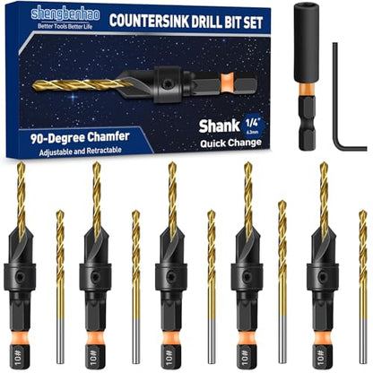 shengbenhao #10 Countersink Drill Bit Set for Wood 12Pcs Adjustable - style: #10