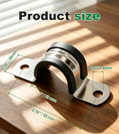 1" Pipe Strap U Bracket Clamp, Cushioned U Clamp for Conduit