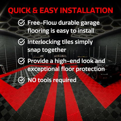 SnapLock RaceDeck Free-Flow 12"x12" Garage Tiles, 12pk, Graphite - color: Graphite, size: 12 Pack