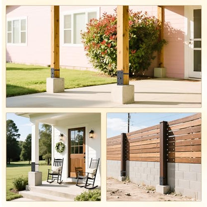 2 Pcs 4"x4" U-Shape Wet Concrete Fence Post Base(Actual 3.6"x3.6") - size: 4"x4‘
