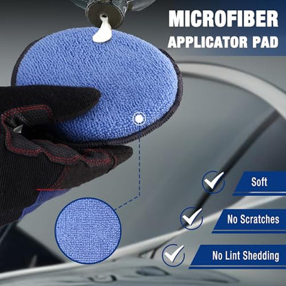 WORKPRO 18-Pack Car Microfiber Wax Applicator Pads with Finger Pocket