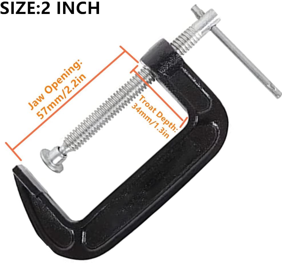 2 Inch C-Clamp Set, Heavy Duty Steel C Clamp Industrial Strength C Clamps for Woodworking, Welding, and Building (2Pcs) - color: 2pcs