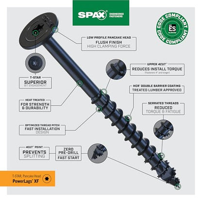 SPAX 1/4" x 2-1/2" Powerlags XF Exterior Pancake Head Structural Wood Lag Screws (50 pcs) T40 T-Star HCR Heavy Duty Timber Landscape Deck Structures High Corrosion Resistant - size: 1/4" x 2-1/2"