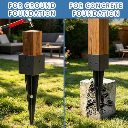 1 Pcs 16" 4"x4" Fence Post Anchor Ground Spike (Fit 3.6"x3.6") Lumber