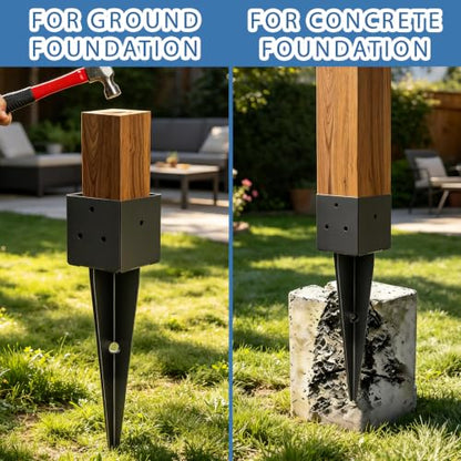 1 Pcs 16" 4"x4" Fence Post Anchor Ground Spike (Fit 3.6"x3.6") Lumber