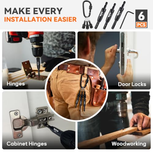6-Piece Self Centering Hinge Drill Bit Set with Bit Holders