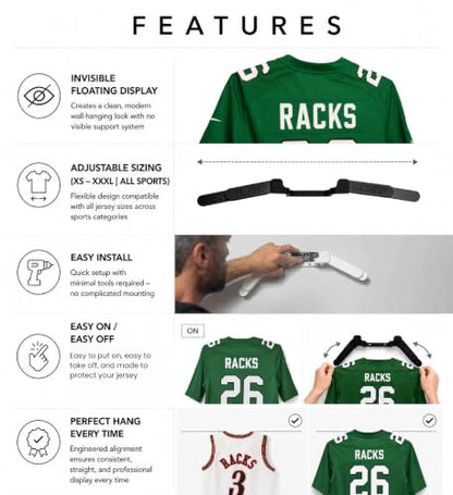 Wall Mount Display | Damage-Free Adjustable Hanger for Jerseys - color: Red