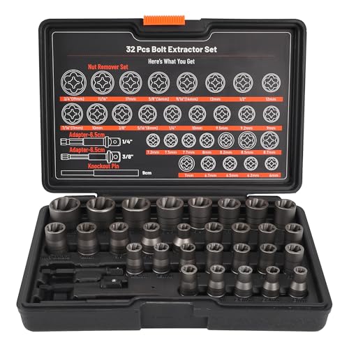 Bolt Extractor Set, 32Pcs Stripped Bolt Remover Lug Nut Remover - size: 32pcs