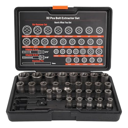 Bolt Extractor Set, 32Pcs Stripped Bolt Remover Lug Nut Remover - size: 32pcs