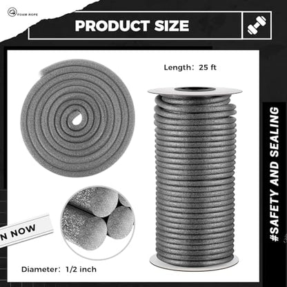 MotiMind Foam Backer Rod for Gap, 1/2 Inch X 25 ft, Gray, 1 Roll - color: Gray, size: 1/2 Inch X 25 ft