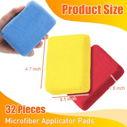 Riakrum 32 Pcs Microfiber Applicator Pads, Yellow,Grey,Blue,red - color: Yellow,grey,blue,red