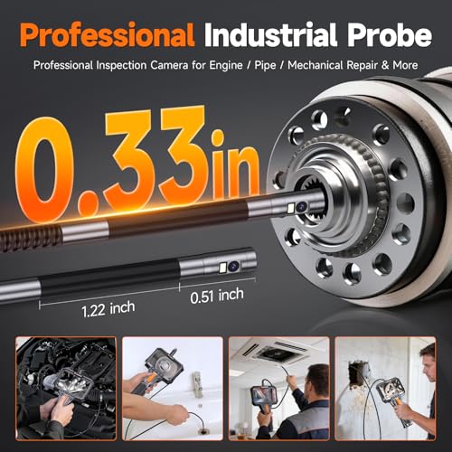 FOXWELL Dual Lens Two-Way Articulating Borescope, 1080P Endoscope Camera - size: 5.3FT