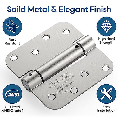 2 Pack 4 Inch Self Closing Door Hinges, Satin Nickel - color: 4" - Satin Nickel