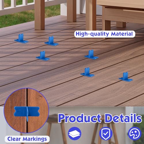 4 Pcs Deck Spacer Blue for Pressure Treated Composite Decking - color: Blue, size: 4