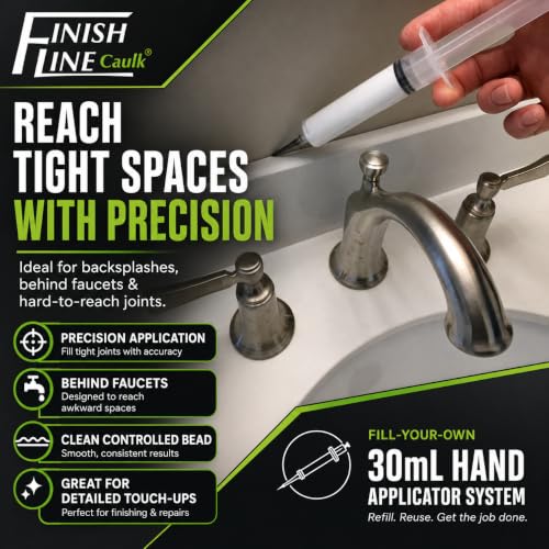 Syringe Style Precision Caulking Tool in Hanging Pouch - style: Finish Line Caulk Pro Syringe Applicator *Retail-ready hanging pouch.
